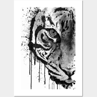 Black And White Half Faced Tiger Posters and Art